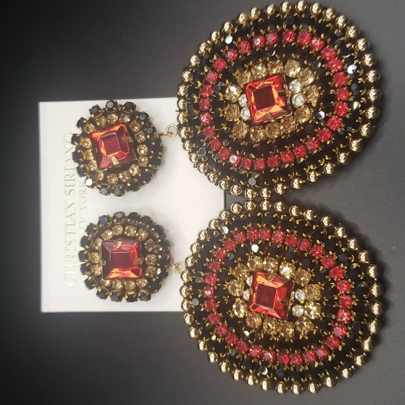 Christian Siriano New York Jeweled/Beaded Statement Earrings - Picture 1 of 4